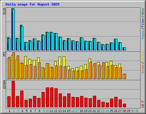 Daily usage for August 2025