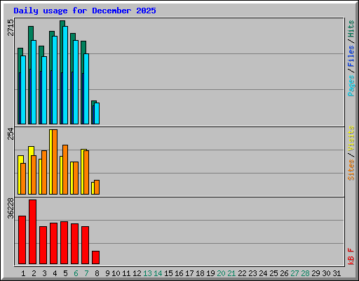 Daily usage for December 2025